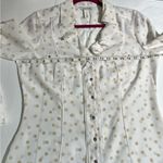 White House | Black Market White Polka Dot Button-Up Blouse Size 10 Corpcore Work Photo 5