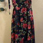 Lulus NWOT Lush Loveliness Black Floral Jacquard Tie-Strap Midi Dress Photo 3
