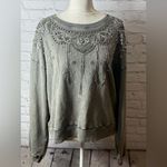 Pilcro Anthropologie  Gray Embellished Sweatshirt size medium Photo 2