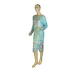 VINTAGE 1980’S ZEBUN AQUA BLUE AND SILVER SEQUINS SILK ABSTRACT PRINT DRESS (M) Size M Photo 4