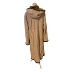 Gallery Women's Hooded Camel Coat M Faux Fur Trim Winter Long Sleeve Photo 2