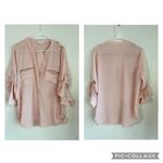 Calvin Klein Zip Pocket Utility Blouse Top Blush Pink Work Business Size Large Photo 1