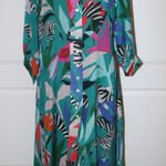 OLIPHANT Shirt Dress Midi Size XL Floral Zebra Print Blue Photo 0