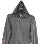 Vertigo Paris  jacket women's L embroidered hooded sweatshirt full zip boho Y2K Photo 1