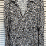 Denim & Flower  Long Sleeve Button Up Blouse Size Medium Polka Dot‎ Collar Photo 0