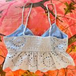 Aerie  light blue cottage cut out pleated tank crop top Photo 2