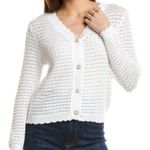 Nanette Lepore  White Crochet Knit boho cottagecore whimsi Y2K Cardigan Sweater Photo 0