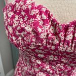 ZARA Pink White Floral Bodysuit Sweetheart Size Medium Flirty Casual Side Zip Photo 1