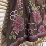 Heart soul Women’s Y2K Floral Embroidered Skirt Brown w/ Pink Flowers A-Line Photo 3