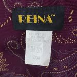 Reina VINTAGE Sz 20W Purple Paisley Print Gold Button Down Blouse Grandmacore Photo 4