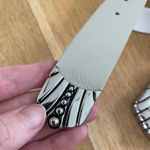 Love Strength Gray Leather Belt with Silver Buckle Photo 2