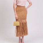 $400 Made by a Woman Crochet Raffia Skirt Tan Photo 2
