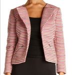 Halogen Pink Tweed Cotton Cropped Tribal Moto Blazer Photo 0