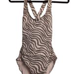 ANDIE Tulum One Piece Swim Bias Stripe Olive Crisscross Beach Pool Swim M New Photo 1