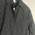 A New Day NEW Black Pinstripe Shirt Dress Midi Contemporary Chic Menswear Office Teacher Photo 4