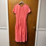 J.Crew Embroidered Flowy Chiffon Short Sleeve Pleated Skirt Midi Dress Pink 6 Photo 3