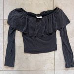 Vestique  Gray Longsleeve Off-Shoulder Top Sz Small Photo 0