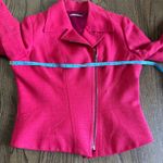 T Tahari  Womens Fuchsia Moto Jacket Blazer Full Zip Size 10 Tweed Boucle Photo 10