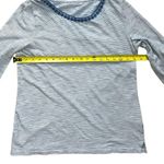 Talbots Womens Medium Micro Blue Striped Embellished 3/4 Sleeve Cotton Knit Top Photo 4