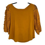 Anthropologie Top Womens S Marigold Yellow Cotton Crochet Sleeves Boho Country Photo 0