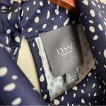 Lysse Spotted Animal Print Long Sleeve Navy Cream Blouse Keyhole Neck Size Small Photo 3