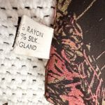 Pazuki London Made In London Floral Patchwork Fringe Trim Long Silk Velvet Scarf Red Photo 4