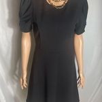 Enfocus Studio En Focus Studio Black Puff Sleeve A-Line Dress Size 10 Knee Length Photo 0