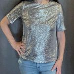 NWOT Tulle Silver Sequin Short Sleeve Tee Photo 0