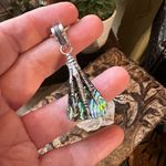 Abalone Shell Claw Sterling Silver Necklace Boho Green Photo 2