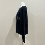 Lucky Brand Black Brushed Fleece Pullover with Metallic Florals Size Large Photo 4