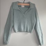 Allie Rose Elegant V-Neck Sweater in Soft Blue Photo 0