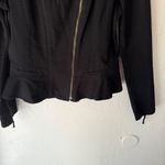 Elle  Black Moto Jacket L‎ Peplum Hem Full Zip Long Sleeve Casual Grunge Photo 3