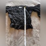 Urban Outfitters  Black Gauze Peplum Off Shoulder Ruched Shirt Women’s Sz S EUC Photo 6