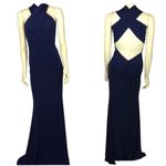 AG STUDIO Navy halter neck cutout back maxi dress size small Blue Photo 3