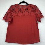 Boho Orange Crochet Lace Neck Top Sz XL Photo 0