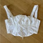 Nasty Gal  - Lace Trim Lace Up Back Crop Top in White Photo 0