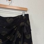 Tularosa Katie black velvet gold paisley studded wrap mini skirt boho XL Photo 5