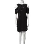 Versace NWT.$1280  COLLECTION cold shoulder Shift Dress Black Sz: M.US8. IT44 Photo 2
