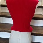 Timing Red Ribbed Sleeveless Mock Turtleneck Sweater Large Photo 1