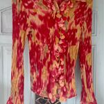 Milano Red and Gold ruffled button up shirt size small Photo 2
