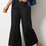 Evereve  Linen Cropped Wide Leg Black Pants Photo 0