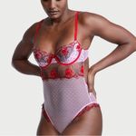 Victoria's Secret Victoria’s Secret VS Rosebud Dot Wicked Teddy Sheer Metallic Mesh Floral Red XL Photo 1