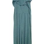 Womens Pant Romper Jumper Blue Green Loose Wideleg Leg OFF SHOULDER Pockets XL Photo 0