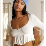 Urban Outfitters UO Out From Under Ivory Y2K Cropped Lace Longsleeve Ribbed Top Large Photo 6