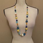 Women’s Necklace Beaded Statement Blue Green Yellow Multi Color Beads Photo 4