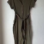 Petal and Pup Maverick Olive Green Belted Linen Cropped Jumpsuit 0 Photo 8
