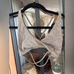 CSB sierra fade crop top sports bra criss cross open back thin straps latte Tan Size XS Photo 1