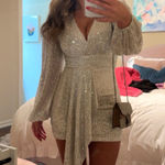 Long sleeve Sequin mini dress Silver Size M Photo 0