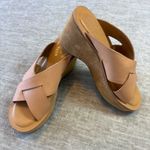 Kork Ease Leather Cross Strap‎ Wedge Sandals Slides Women's Size 7 / 38 Tan Photo 3