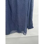 J.Crew  Blouse Women 2 Navy Blue Sheer Swiss Dot Long Sleeve Preppy Keyhole Neck Photo 4